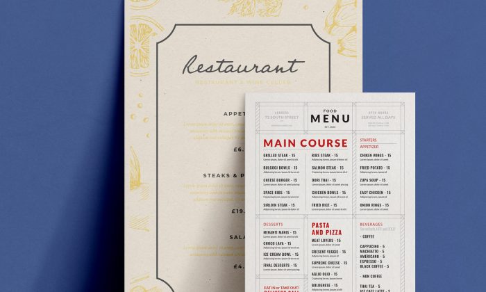 image of menus